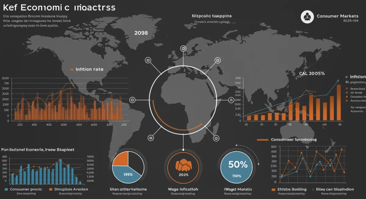 Infographic displaying intertwined economic indicators like inflation, wage growth, and GDP relevant to 2025 economic stability.