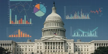 US Capitol Building with financial charts representing the 2025 Federal Budget