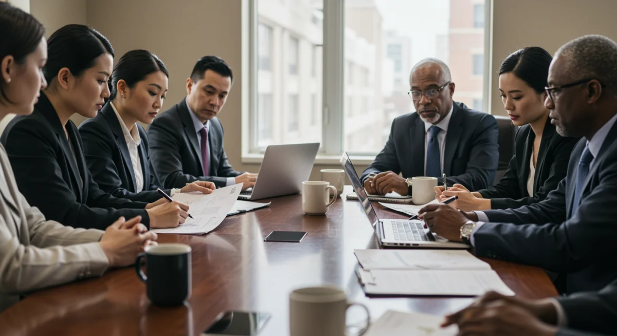 Policymakers discussing economic forecasts and budget allocations