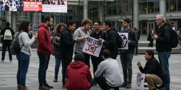 Diverse group debating cancel culture, free speech, and social accountability