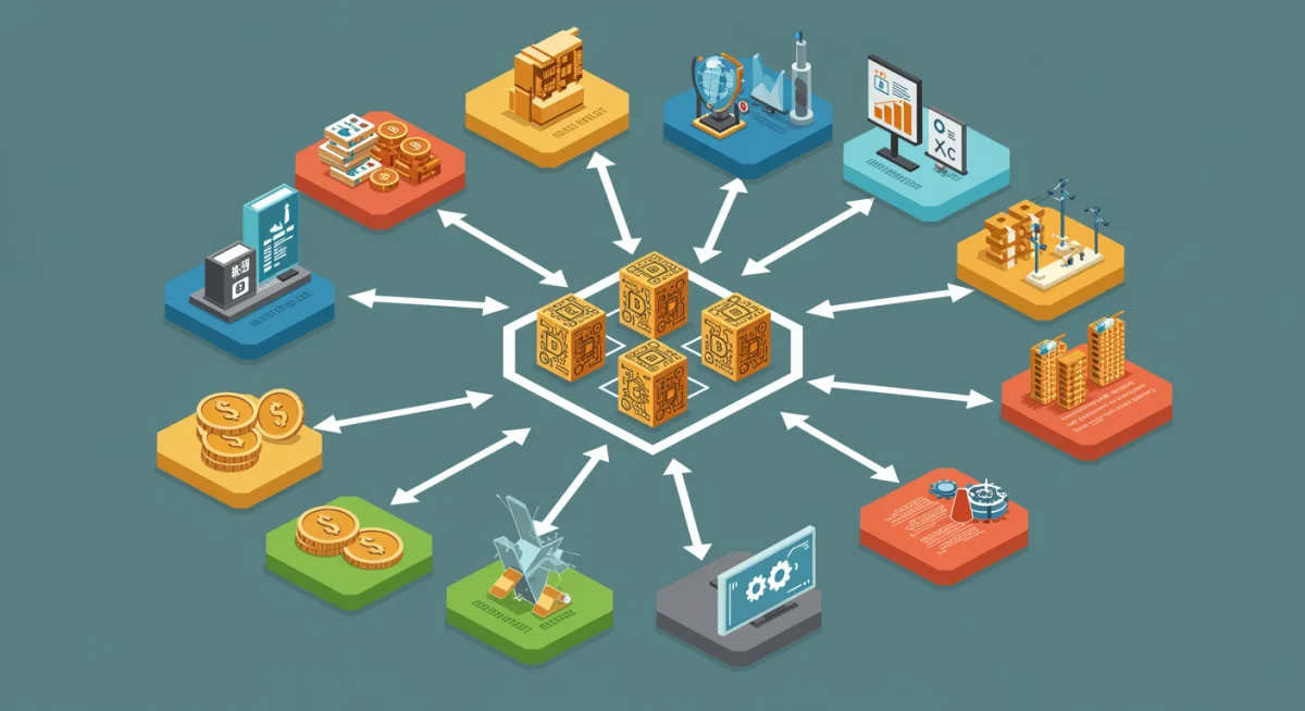 Infographic showing cryptocurrency integration benefits across U.S. economic sectors.