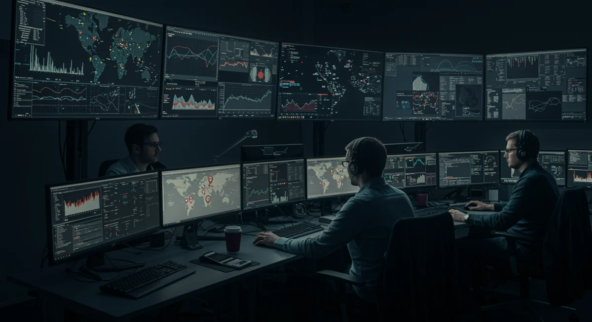 Cybersecurity analysts monitoring real-time threat intelligence