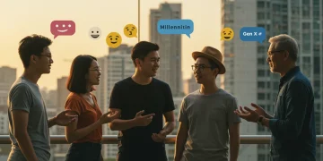 Diverse generations communicating, bridging gaps