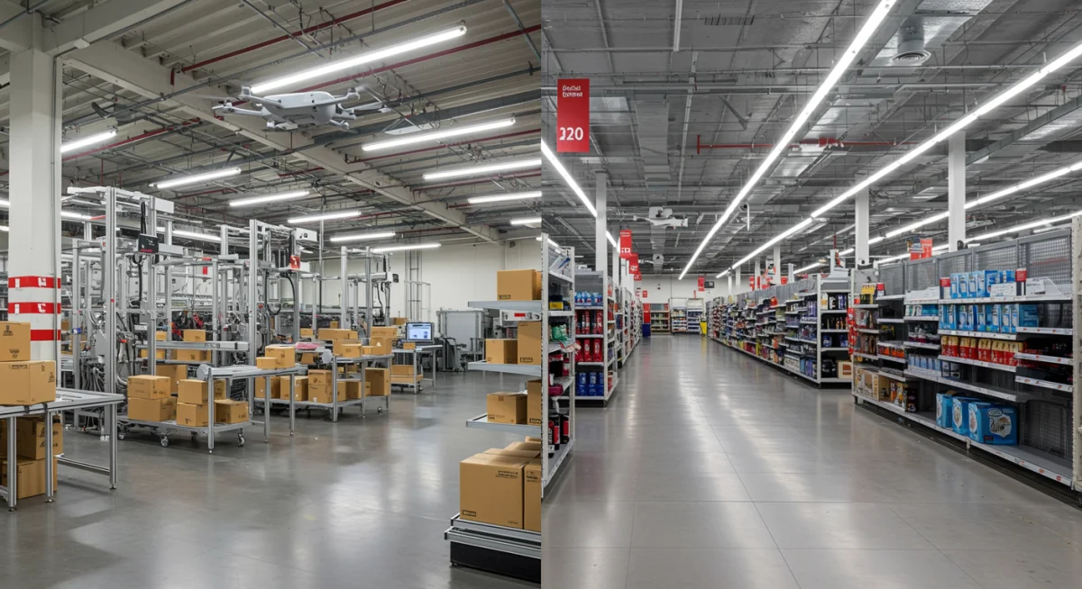 E-commerce fulfillment center versus traditional retail store