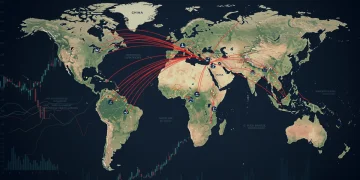 Global map depicting Belt and Road Initiative projects and US counter-strategies