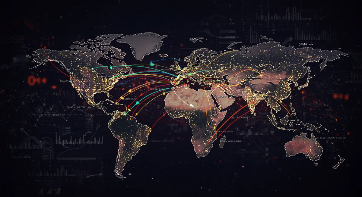 World map showing interconnected trade routes and shifting global influence