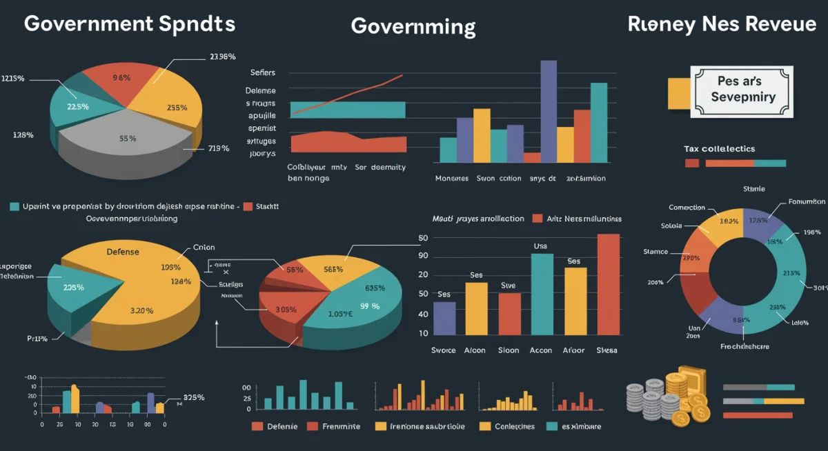 Infographic breaking down US government spending and revenue by category.