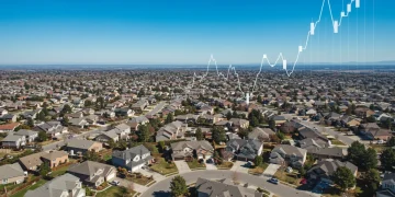 Suburban neighborhood aerial view representing national housing market trends