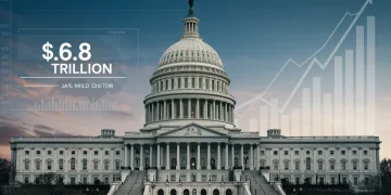 US Capitol with $6.8 Trillion federal budget overlay and economic charts