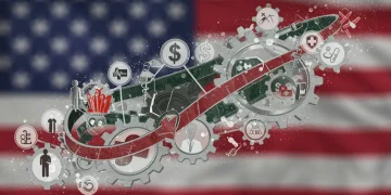 Complex gears and medical symbols representing US healthcare policy reforms