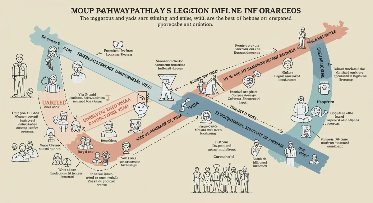 Infographic showing various US legal immigration pathways