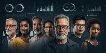 Diverse population data visualization for 2026 US Census