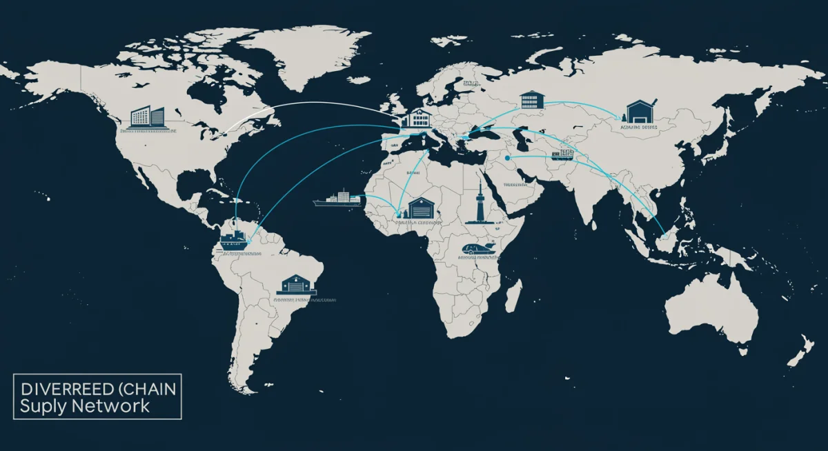 Diversified global supply chain network illustration for business resilience.