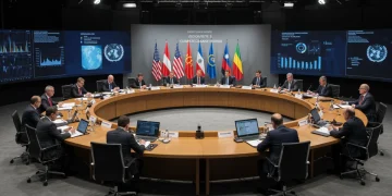 International delegates discuss global climate agreements, emphasizing cooperation and urgent climate action.