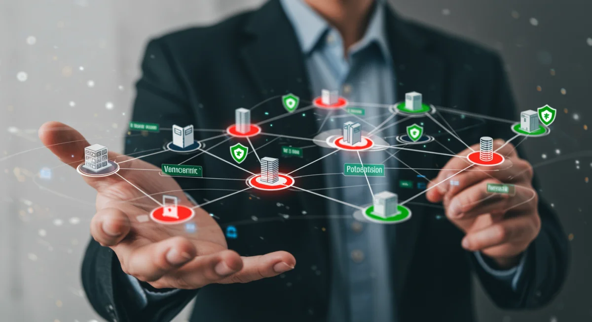 Complex network diagram illustrating government cybersecurity vulnerabilities and defenses