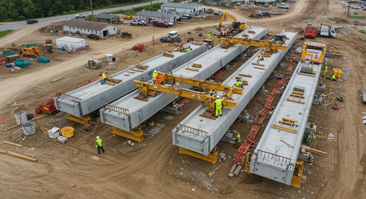Construction workers on a bridge project, symbolizing tangible infrastructure progress