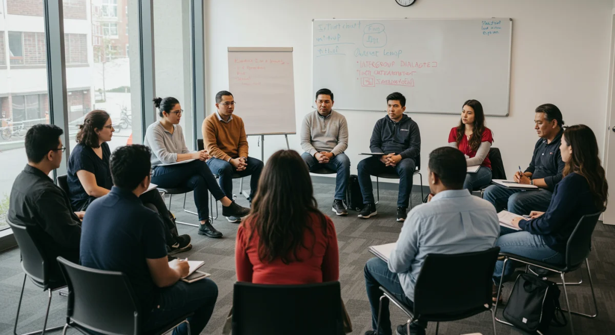 People participating in a respectful intergroup dialogue session.
