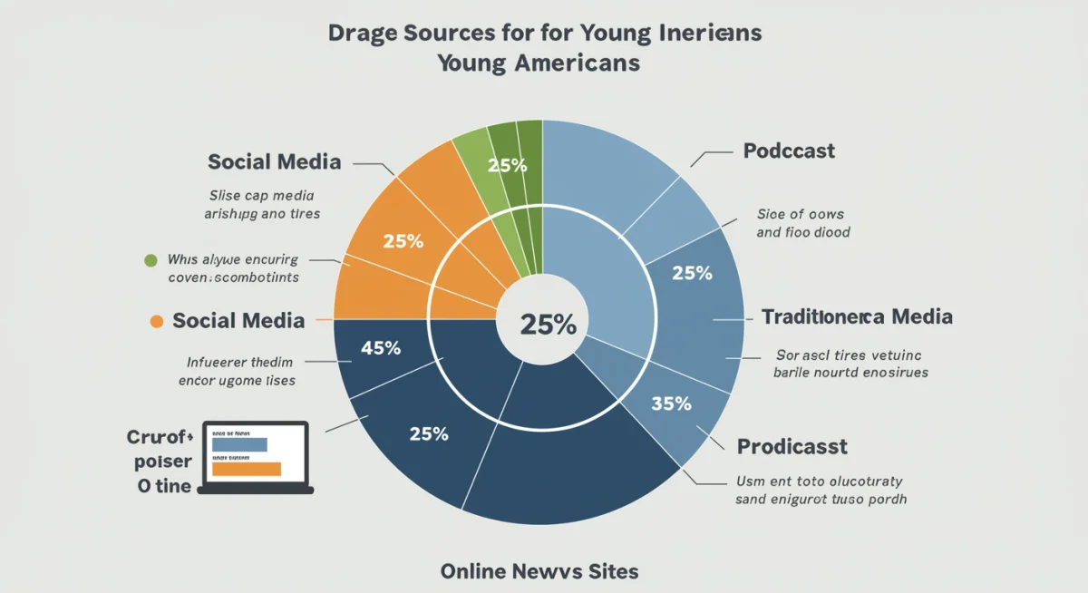 Infographic depicting diverse news sources for young americans