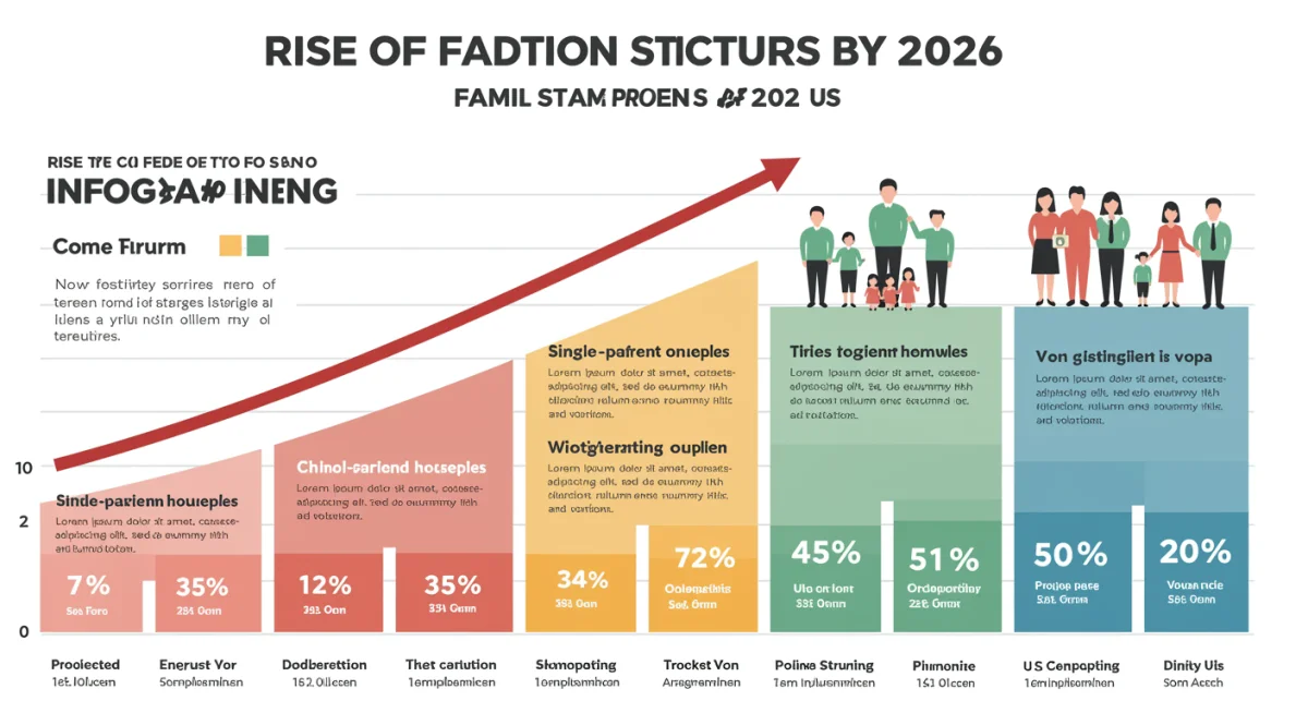 Infographic showing the increase in non-traditional family structures in the US by 2026.