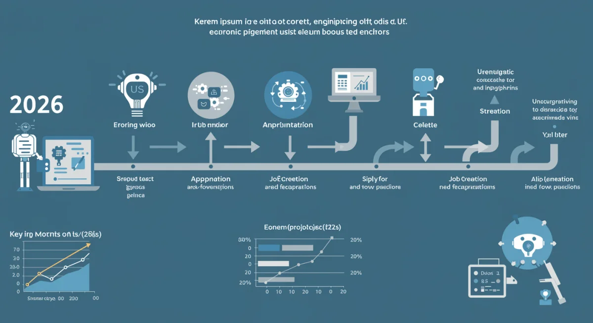 Infographic detailing automation adoption timeline and economic projections by 2026.
